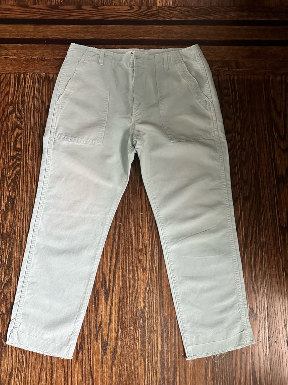 AMO Pale Blue High-Rise Linen Pants